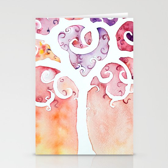 Swirly Girly Tree Stationery Cards