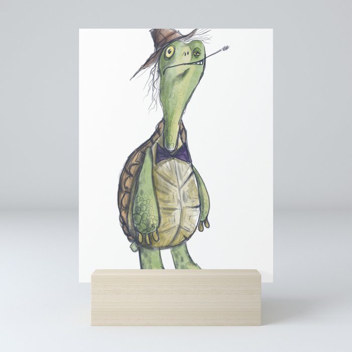 Turtle in a hat Mini Art Print