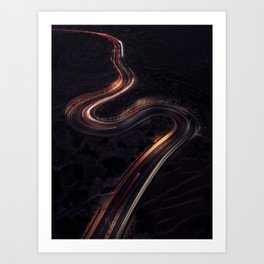 Winding Roads By Night Art Print