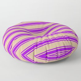 [ Thumbnail: Tan and Dark Violet Colored Lined/Striped Pattern Floor Pillow ]