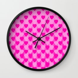 Zigzag of pink hearts staggered on a light background. Wall Clock