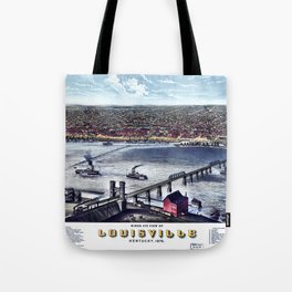 LOUISVILLE KENTUCKY city old map Father Day art print poster Tote Bag