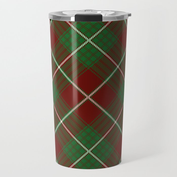 Red and Green Square Pattern Travel Mug