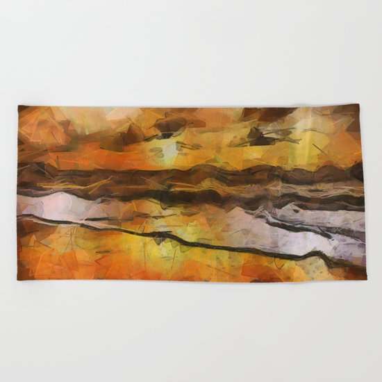 Abstract Geometric Sunset Beach Towel
