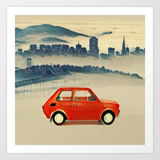 Red Polski Fiat Art Print