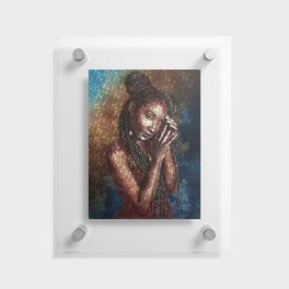 African American A Hard Rain is Gonna Fall female portrait painting for wall and home decor Floating Acrylic Print