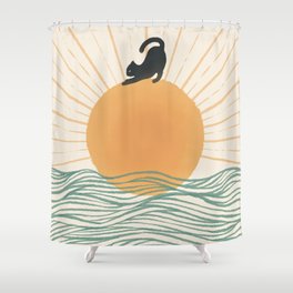 Good Morning Meow 7 Sunny Day Ocean  Shower Curtain