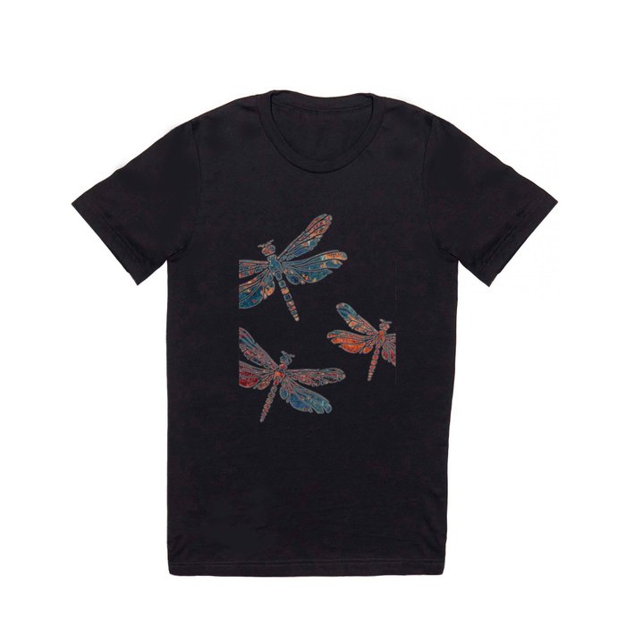 Minimalist Print - Rusted Dragonflies flying in Harmony T Shirt
