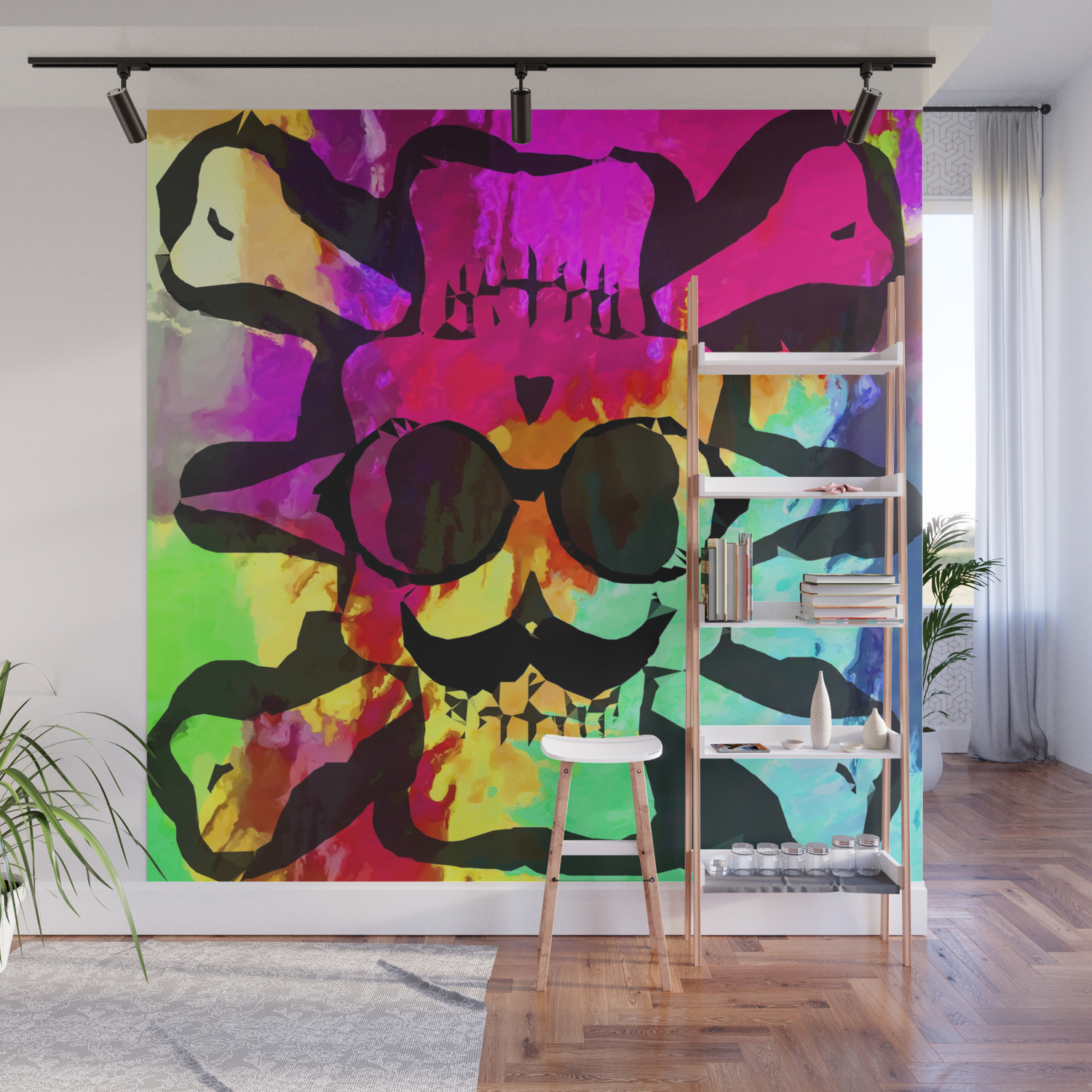 Old Vintage Funny Skull Art Portrait With Painting Abstract