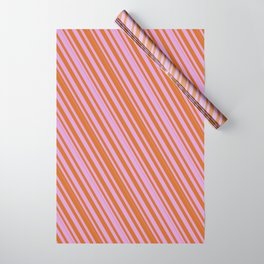 [ Thumbnail: Chocolate and Plum Colored Lined/Striped Pattern Wrapping Paper ]