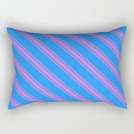 [ Thumbnail: Blue & Orchid Colored Striped/Lined Pattern Rectangular Pillow ]