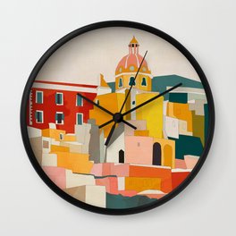 Italy coast houses 2 minimal abstract Wall Clock