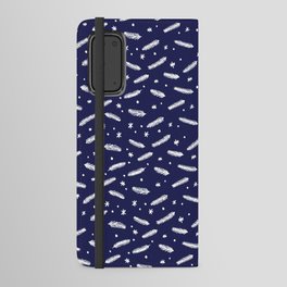 Christmas branches and stars - blue and white Android Wallet Case