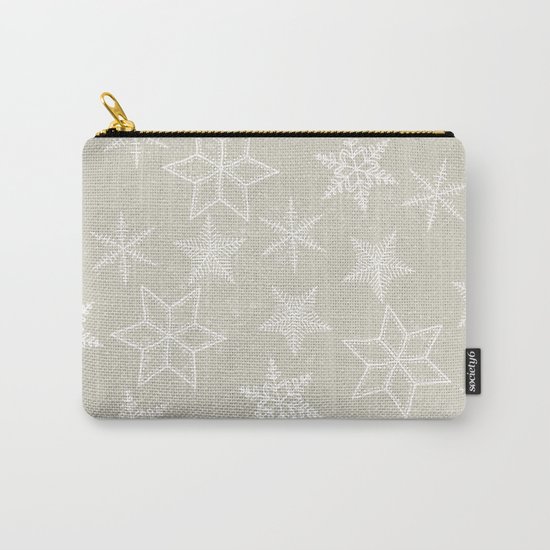 Snowflakes on beige background Carry-All Pouch