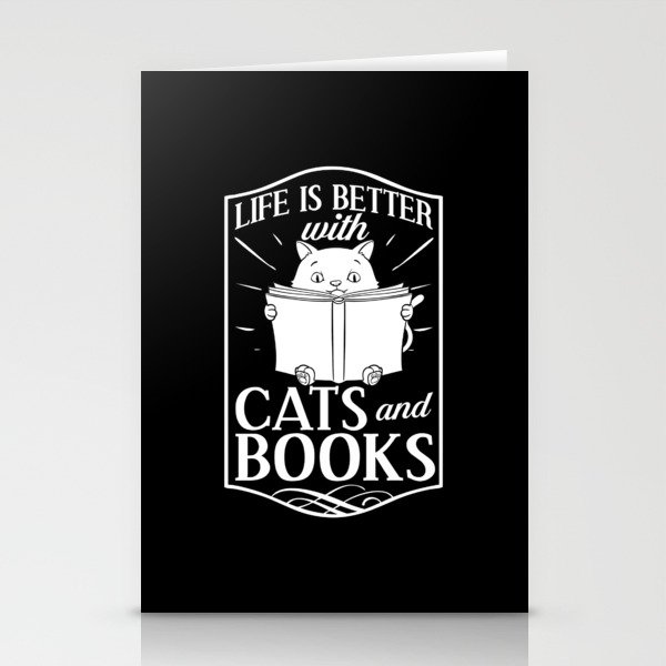 Cat Read Book Reader Reading Librarian Stationery Cards