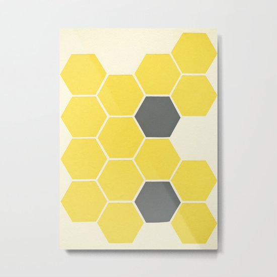 Yellow Honeycomb Metal Print