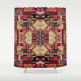 Timeless Tapestry: Vintage Bohemian Moroccan Collage Art Shower Curtain