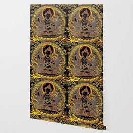 Manjushree Black Gold Thangka Wallpaper