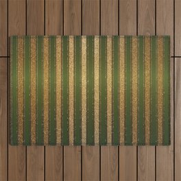 Green Gold Luxury Circus Retro Stripes Pattern Outdoor Rug
