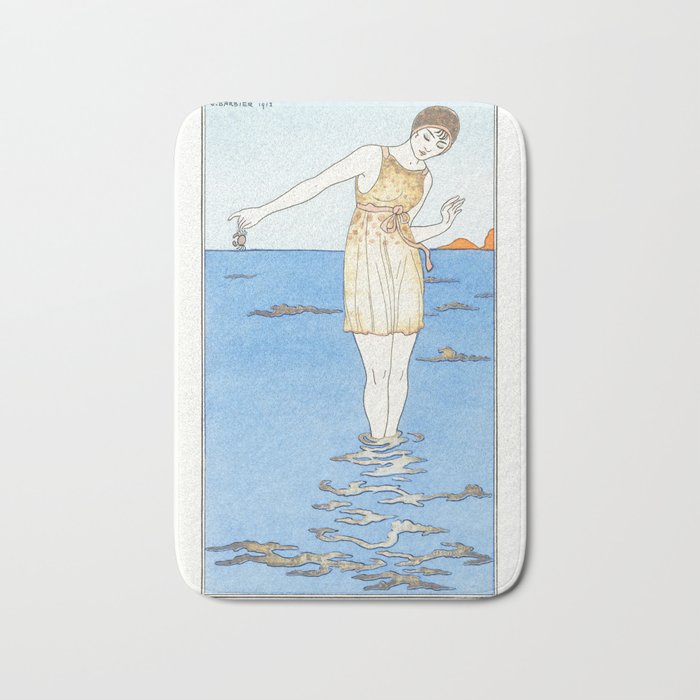 Vintage Bathing Suit Illustration x Costume de Bain George Barbier Bath Mat