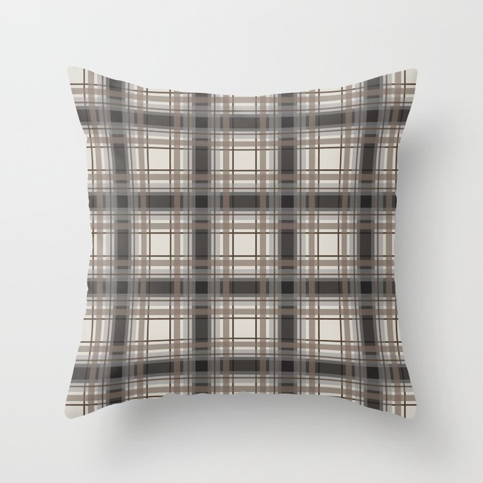 Brown Plaid With Tan Cream And Gray Throw Pillow By Fischerfinearts Society6