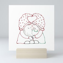 Christmas gnome couple Mini Art Print