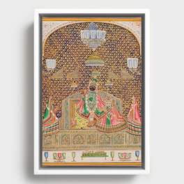 Radha and Krishna Accompanied by Gopis Framed Canvas