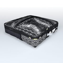 Black - White - Gray - Silver Collage (9 panels - quilt) Outdoor Floor Cushion