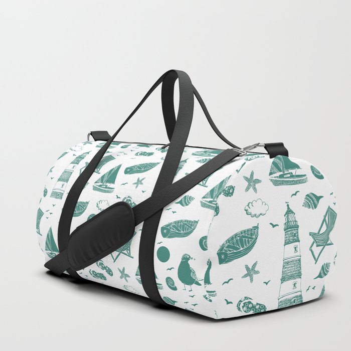 Green Blue Summer Beach Elements Pattern Duffle Bag