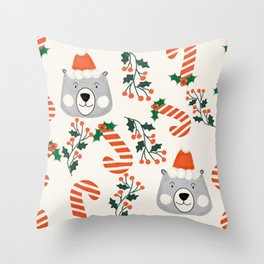 Cute Mr Santa Bear Pearl Throw Pillow