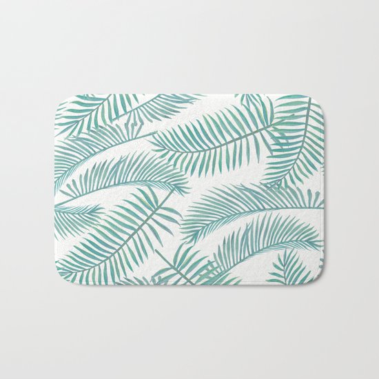 Palm Leaf Pattern Island Paradise Bath Mat