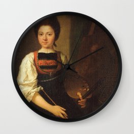 Angelica Kauffmann - Self-Portrait in the Traditonal Costume of the Bregenz Forest, Seated at her Ea Wall Clock
