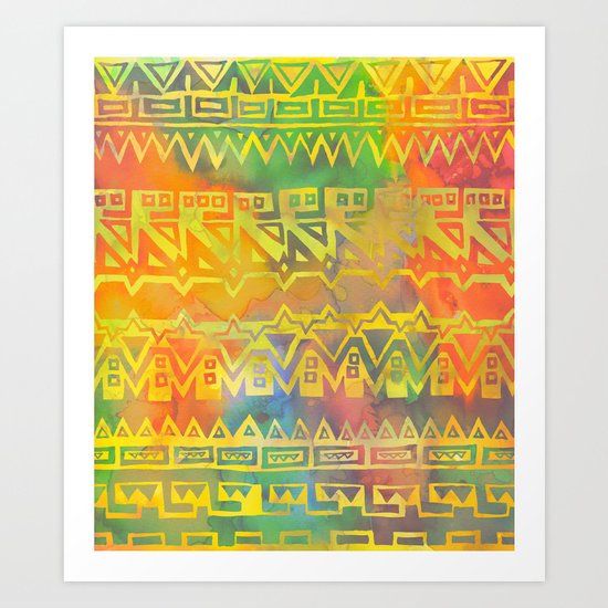 AZTEC STRIPE - yellow Art Print