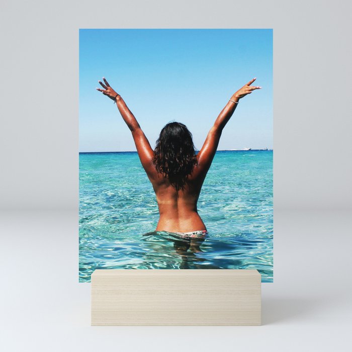 Pretty girl in sea | sexy summer deco Mini Art Print