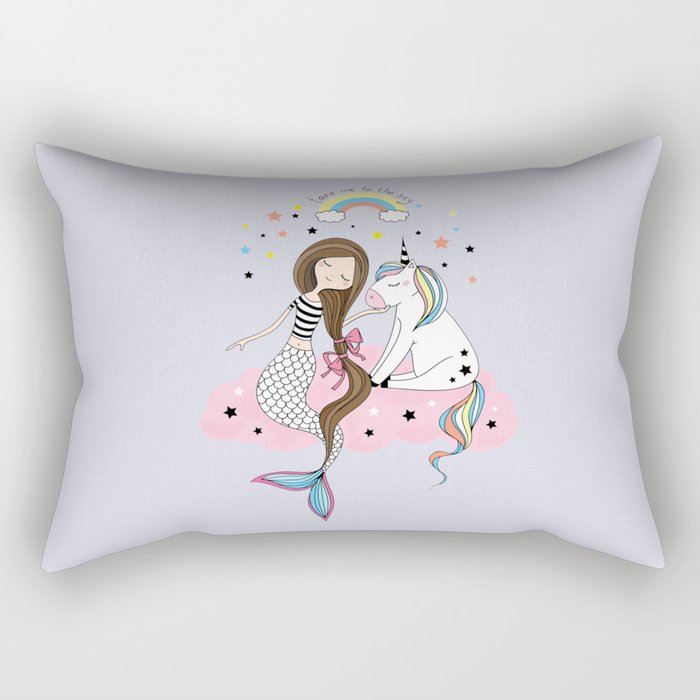 Mermaid & Unicorn Rectangular Pillow