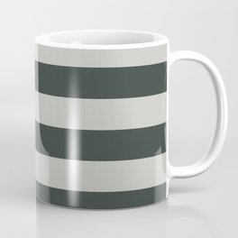 Classic Green and Gray Dual Color Horizontal Thick Stripes  Coffee Mug