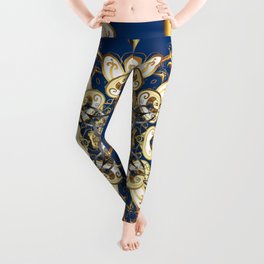 Oriental style arabesques golden pattern Leggings