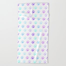 Purple Paw Prints Beach Towel