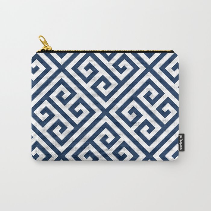 Greek Key Navy Carry-All Pouch