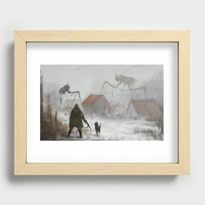 big spider on the roof Recessed Framed Print