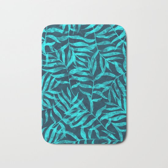 Watercolor Tropical Palm Leaves IX Bath Mat