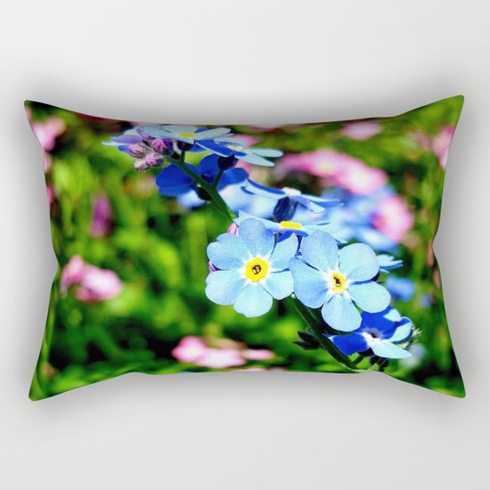 Pink And Blue Forget Me Nots Rectangular Pillow