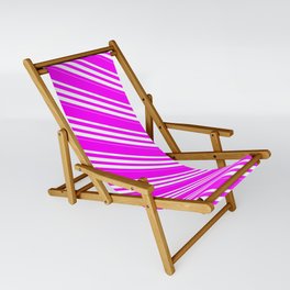 [ Thumbnail: Fuchsia and Mint Cream Colored Lined/Striped Pattern Sling Chair ]