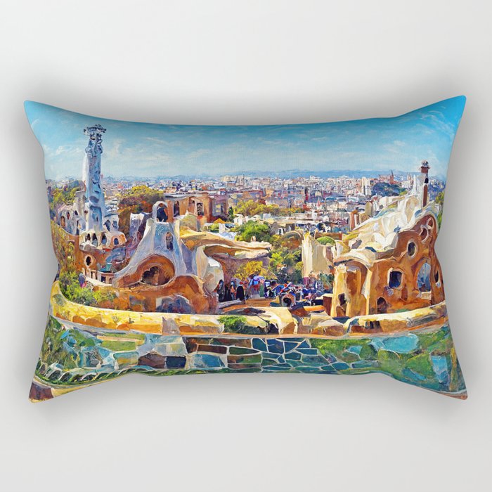 Barcelona, Panorama from Parc Guell Rectangular Pillow
