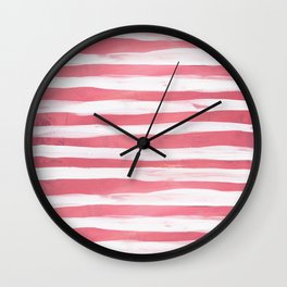 Geometrical coral white acrylic paint brush strokes Wall Clock