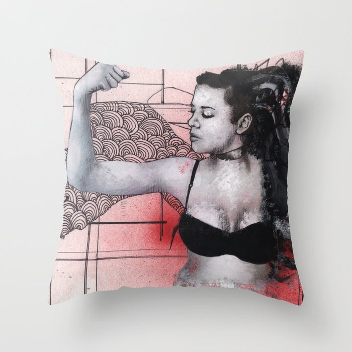 Strength in Red Throw Pillow