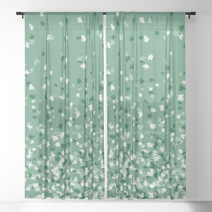 Floating Confetti Dots - Evergreen Sheer Curtain