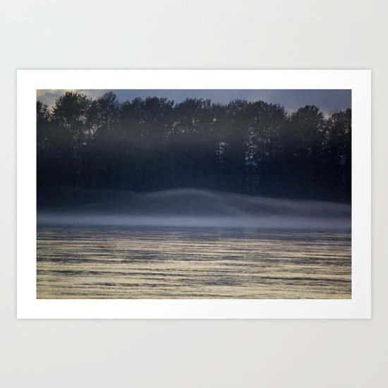 Misty Evening on the River Art Print