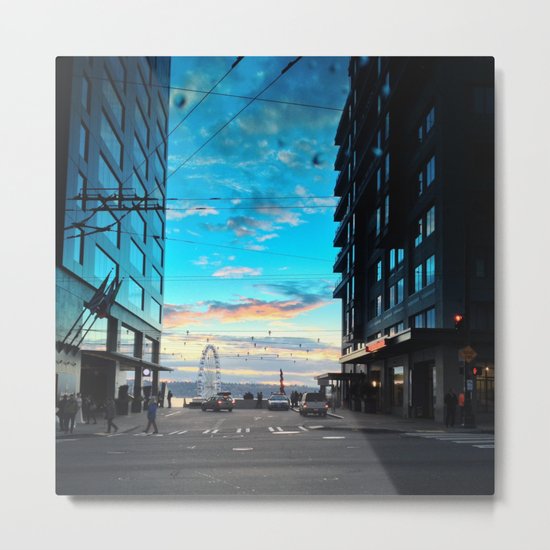 Seattle Summer Sunset Metal Print