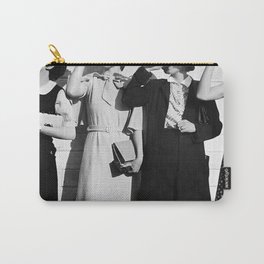 1925 women forced to drink whole bottles of cornac at airport security vintage black and white alcoholic beverages photograph - photography - photographs Carry-All Pouch